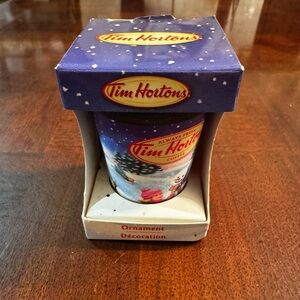 Tim Hortons Coffee Cup To Go Christmas Ornament 2013 New Skating Pond Snowman